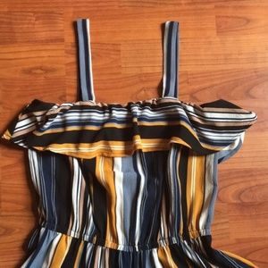 NB Flounce Jumpsuit - Gold Combo Stripes